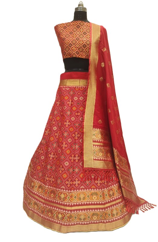 Kala Sanskruti All Over Maroon Color Dupion Silk Bandhani Chaniyacholi 3.75M - Elegant Traditional Wear Dupion Chaniyacholi's for Women