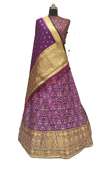 Kala Sanskruti All Over Purple Color Dupion Silk Bandhani Chaniyacholi 3.75M - Elegant Traditional Wear Dupion Chaniyacholi's for Women