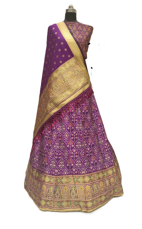 Kala Sanskruti All Over Purple Color Dupion Silk Bandhani Chaniyacholi 3.75M - Elegant Traditional Wear Dupion Chaniyacholi's for Women