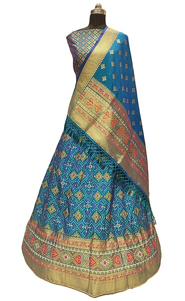 Kala Sanskruti All Over Morpich Color Dupion Silk Bandhani Chaniyacholi 3.75M - Elegant Traditional Wear Dupion Chaniyacholi's for Women
