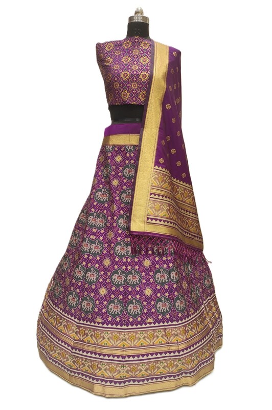 Kala Sanskruti All Over Purple Color Dupion Silk Bandhani Chaniyacholi 3.75M - Elegant Traditional Wear Dupion Chaniyacholi's for Women