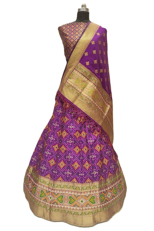 Kala Sanskruti ALl Over Magenta Color Dupion Silk Bandhani Chaniyacholi 3.75M - Elegant Traditional Wear Dupion Chaniyacholi's for Women