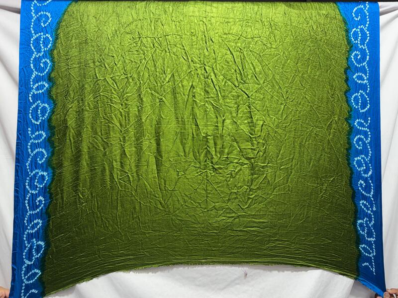 Kala Sanskruti Mehndi & Sky blue Color Pure Gaji Silk Bandhani Saree 6.5M with Blouse Piece Elegant Traditional Wear Saree for Women