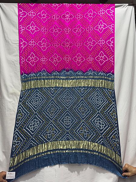 Kala Sanskruti Pink & Grey Color Pure Gaji Silk Bandhani Saree 6.5M with Blouse Piece Elegant Traditional Wear Saree for Women