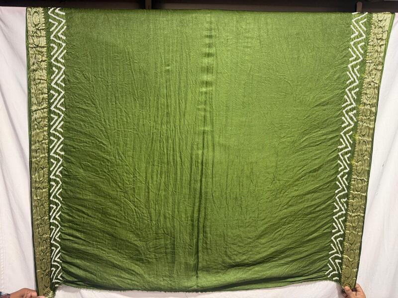 Kala Sanskruti Mehandi Color Pure Gaji Silk Bandhani Saree 6.5M with Blouse Piece Elegant Traditional Wear Saree for Women