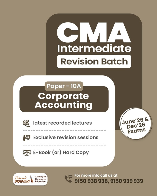 CMA Intermediate - Corporate Accounting - Revision Batch