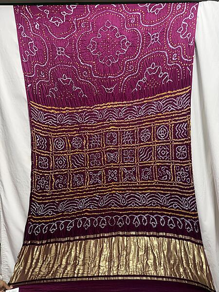 Kala Sanskruti All Over Magenta Color Pure Gaji Silk Bandhani Saree 6.5M with Blouse Piece Elegant Traditional Wear Saree for Women