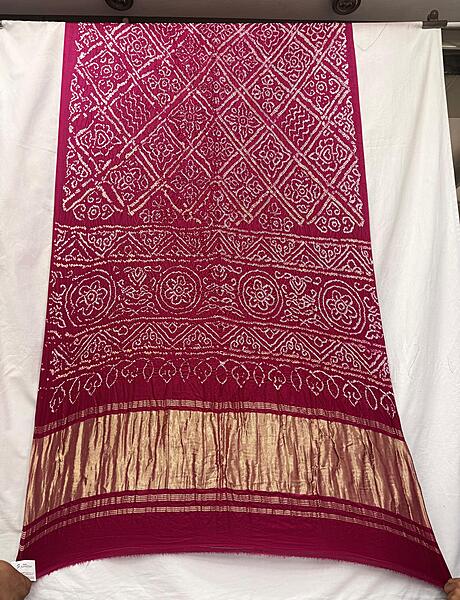 Kala Sanskruti All Over Rani Pink Color Pure Gaji Silk Bandhani Saree 6.5M with Blouse Piece Elegant Traditional Wear Saree for Women