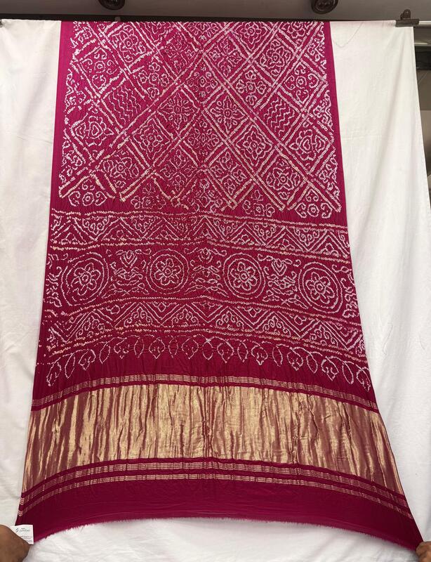 Kala Sanskruti All Over Rani Pink Color Pure Gaji Silk Bandhani Saree 6.5M with Blouse Piece Elegant Traditional Wear Saree for Women