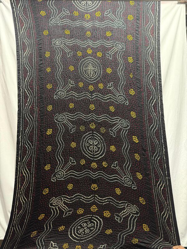 Kala Sanskruti All Over Black Color Pure Gaji Silk Bandhani Saree 6.5M with Blouse Piece Elegant Traditional Wear Saree for Women