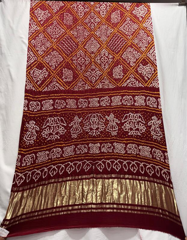 Kala Sanskruti All Over Maroon Color Pure Gaji Silk Bandhani Saree 6.5M with Blouse Piece Elegant Traditional Wear Saree for Women