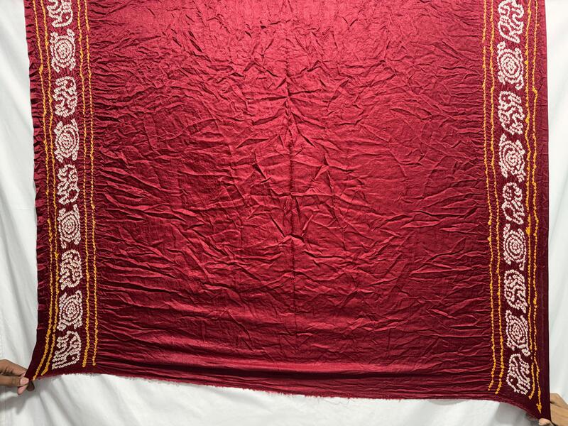 Kala Sanskruti All Over Maroon Color Pure Gaji Silk Bandhani Saree 6.5M with Blouse Piece Elegant Traditional Wear Saree for Women
