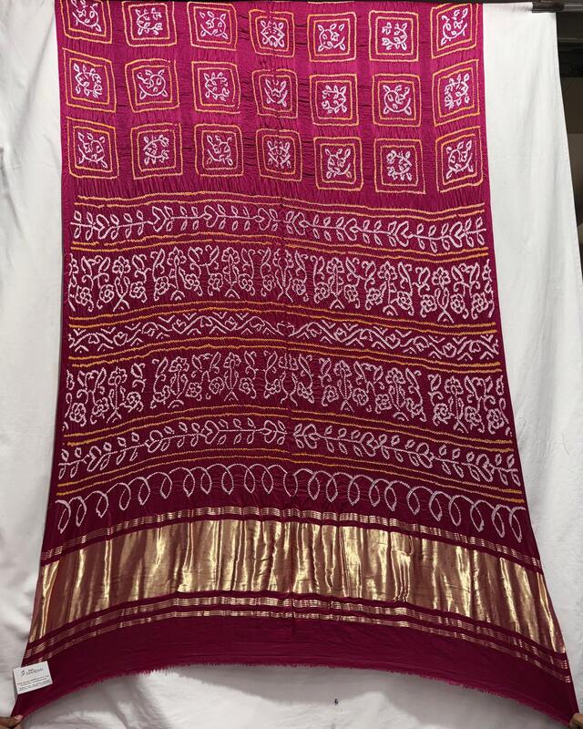 Kala Sanskruti All Over Rani Pink Color Pure Gaji Silk Bandhani Saree 6.5M with Blouse Piece Elegant Traditional Wear Saree for Women