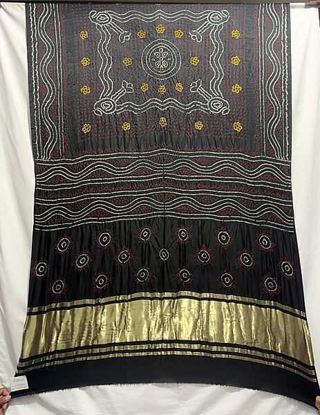 Kala Sanskruti All Over Black Color Pure Gaji Silk Bandhani Saree 6.5M with Blouse Piece Elegant Traditional Wear Saree for Women