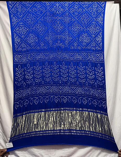 Kala Sanskruti All Over Blue Color Pure Gaji Silk Bandhani Saree 6.5M with Blouse Piece Elegant Traditional Wear Saree for Women