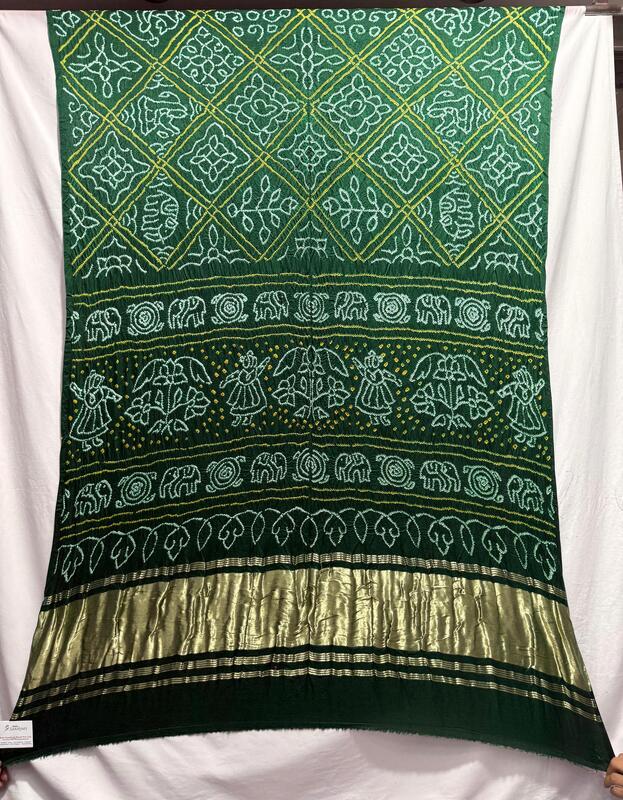 Kala Sanskruti All Over Green Color Pure Gaji Silk Bandhani Saree 6.5M with Blouse Piece Elegant Traditional Wear Saree for Women