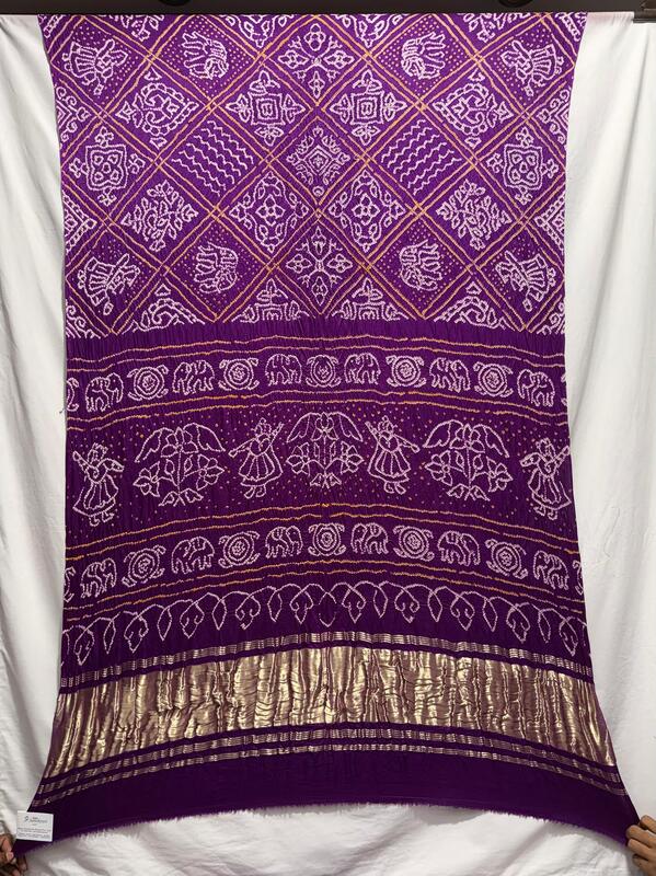 Kala Sanskruti All Over Purple Color Pure Gaji Silk Bandhani Saree 6.5M with Blouse Piece Elegant Traditional Wear Saree for Women