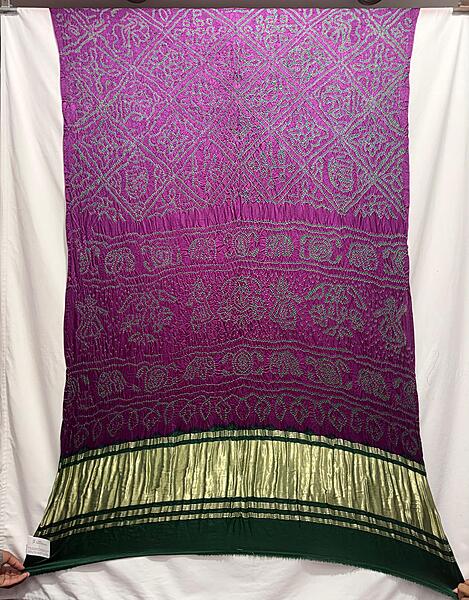 Kala Sanskruti Wine & Green Color Pure Gaji Silk Bandhani Saree 6.5M with Blouse Piece Elegant Traditional Wear Saree for Women