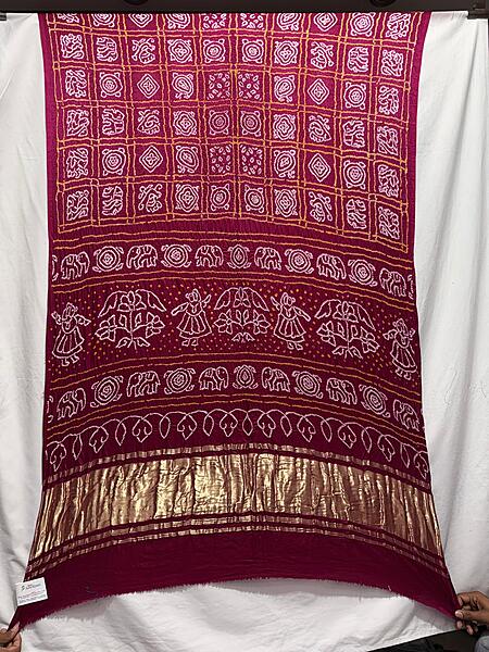 Kala Sanskruti All Over Rani Pink Color Pure Gaji Silk Bandhani Saree 6.5M with Blouse Piece Elegant Traditional Wear Saree for Women