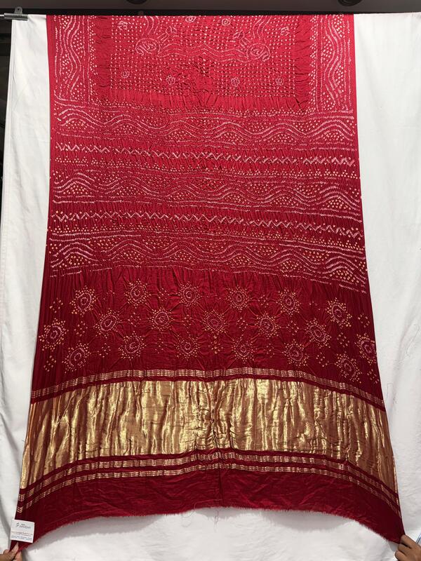 Kala Sanskruti All Over Red Color Pure Gaji Silk Bandhani Saree 6.5M with Blouse Piece Elegant Traditional Wear Saree for Women