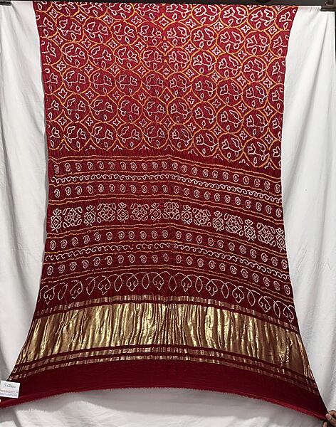 Kala Sanskruti All Over Red Color Pure Gaji Silk Bandhani Saree 6.5M with Blouse Piece Elegant Traditional Wear Saree for Women