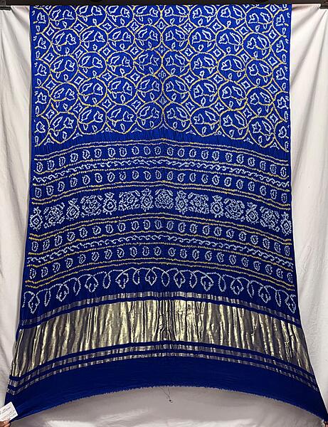 Kala Sanskruti All Over Blue Color Pure Gaji Silk Bandhani Saree 6.5M with Blouse Piece Elegant Traditional Wear Saree for Women