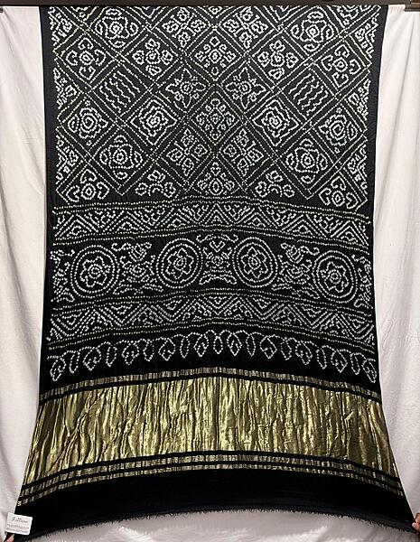 Kala Sanskruti All Over Black Color Pure Gaji Silk Bandhani Saree 6.5M with Blouse Piece Elegant Traditional Wear Saree for Women