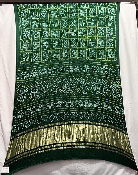 Kala Sanskruti All Over Green Color Pure Gaji Silk Bandhani Saree 6.5M with Blouse Piece Elegant Traditional Wear Saree for Women