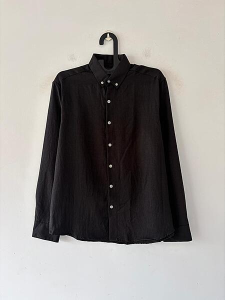 Charcoal black linen shirt