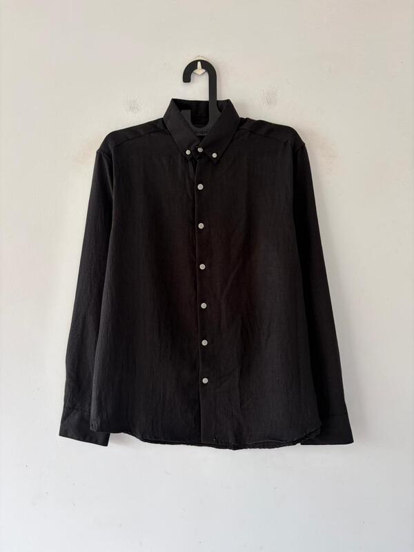 Charcoal black linen shirt