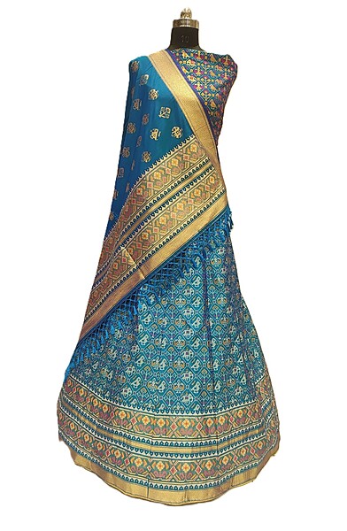 Kala Sanskruti All Over Indigo Color Dupion Silk Bandhani Chaniyacholi 3.75M - Elegant Traditional Wear Dupion Chaniyacholi's for Women
