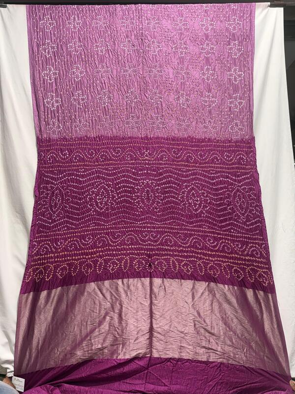 Kala Sanskruti Gajri & Majenta Color Pure Silk Bandhani Saree 6.5M with Blouse Piece Elegant Traditional Wear Unique Saree for Women