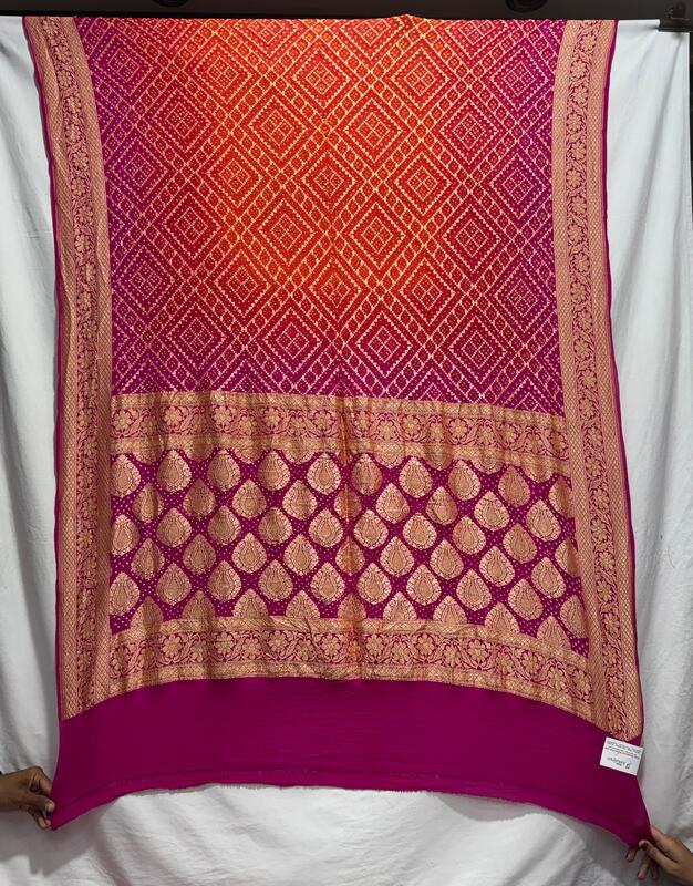 Kala Sanskruti Orange & Pink Color 6.5M Elegant Traditional Wear Banarasi Saree Artistry for Woman