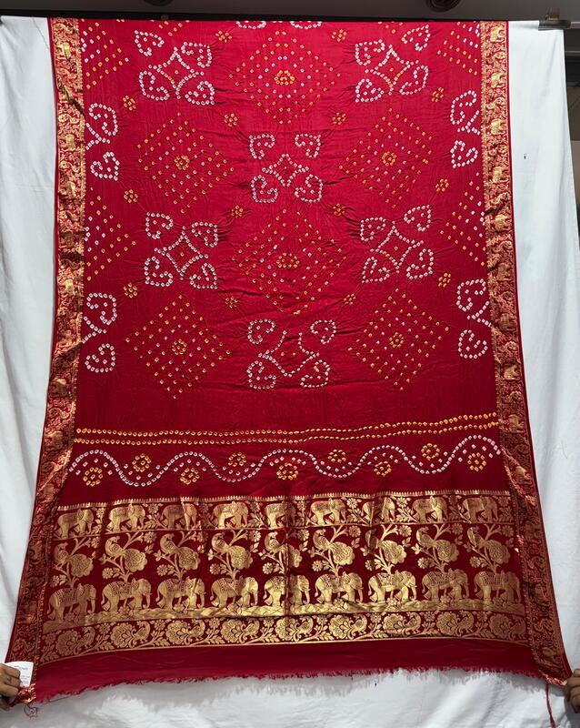 Kala Sanskruti All Over Red Color Art Silk Bandhani Dupatta 2.5 M Elegant Traditional Wear Unique Dupatta for Women
