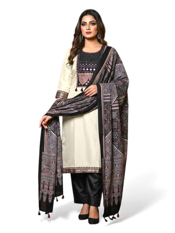 Mashru Silk Ajrakh Patch Suit Set #4