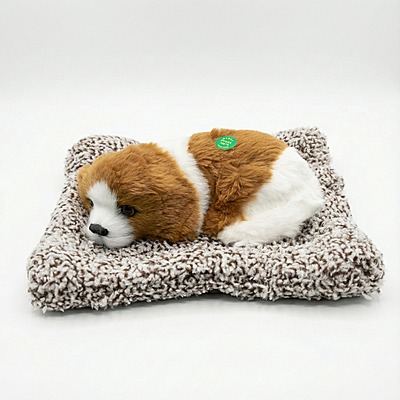 Sleeping Cute Dog ,Realistic Soft & Lifelike Pet Puppy with Bed for Car Dashboard and Home Décor.