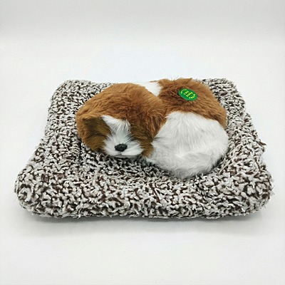 Sleeping Cute Dog ,Realistic Soft and Lifelike Pet Puppy with Bed for Car Dashboard and Home Décor.
