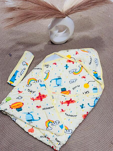 BABY MUSLIN HOODED TOWEL & WRAPER