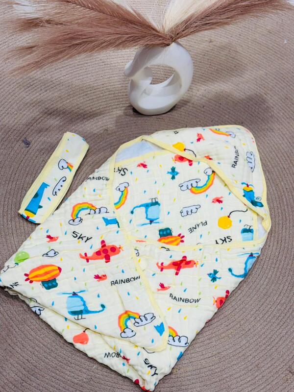 BABY MUSLIN HOODED TOWEL & WRAPER