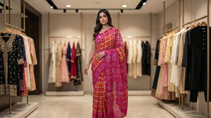 Kala Sanskruti Orange Pink Color Pure Gaji Silk Bandhani Saree 6.5M with Blouse Piece Elegant Traditional Wear Saree for Women