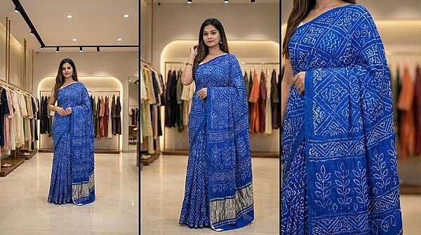 Kala Sanskruti All Over Blue Color Pure Gaji Silk Bandhani Saree 6.5M with Blouse Piece Elegant Traditional Wear Saree for Women