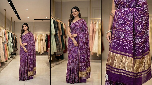 Kala Sanskruti All Over Purple Color Pure Gaji Silk Bandhani Saree 6.5M with Blouse Piece Elegant Traditional Wear Saree for Women