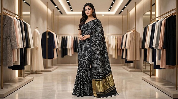 Kala Sanskruti All Over Black Color Pure Gaji Silk Bandhani Saree 6.5M with Blouse Piece Elegant Traditional Wear Saree for Women