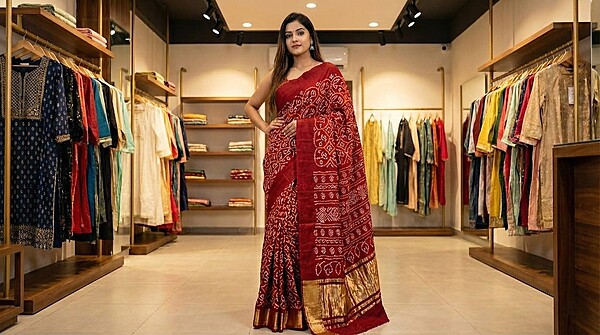 Kala Sanskruti All Over Red Color Pure Gaji Silk Bandhani Saree 6.5M with Blouse Piece Elegant Traditional Wear Saree for Women