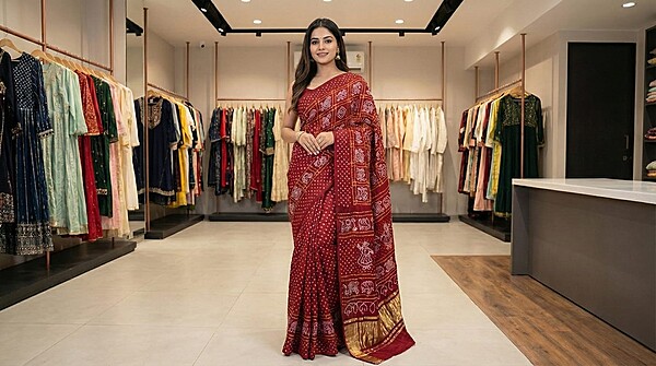 Kala Sanskruti All Over Red Color Pure Gaji Silk Bandhani Saree 6.5M with Blouse Piece Elegant Traditional Wear Saree for Women