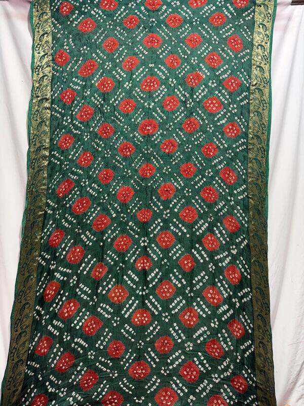 Kala Sanskruti All Over  Green Color Art Silk Bandhani Saree 6.5M with Blouse Piece Elegant Traditional Wear Bridal Unique Saree for Women