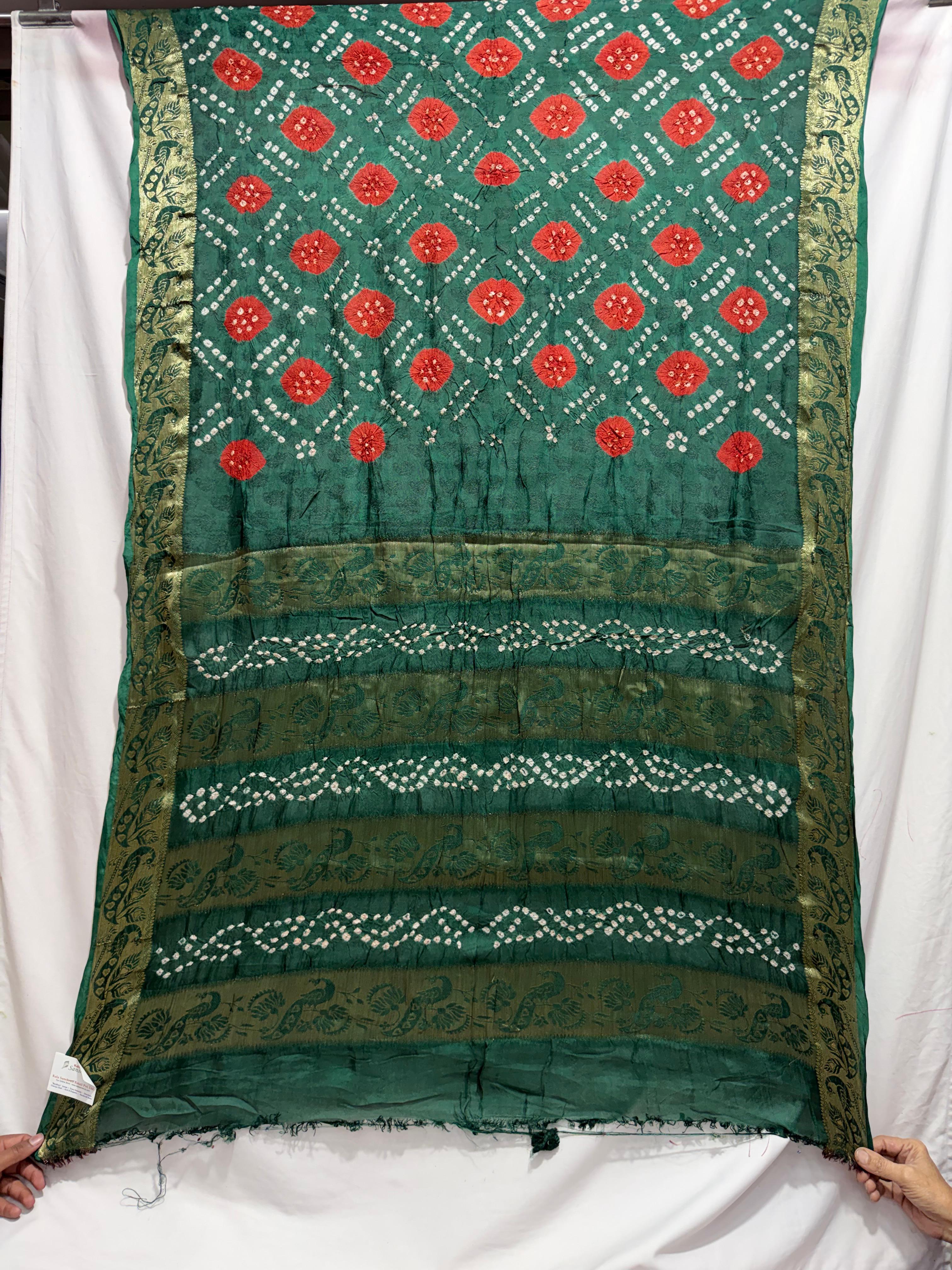Kala Sanskruti All Over  Green Color Art Silk Bandhani Saree 6.5M with Blouse Piece Elegant Traditional Wear Bridal Unique Saree for Women