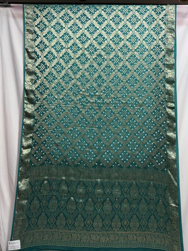 Kala Sanskruti All Over Rama Green Color Art Silk Bandhani Saree 6.5M with Blouse Piece Elegant Traditional Wear Bridal Unique Saree for Women