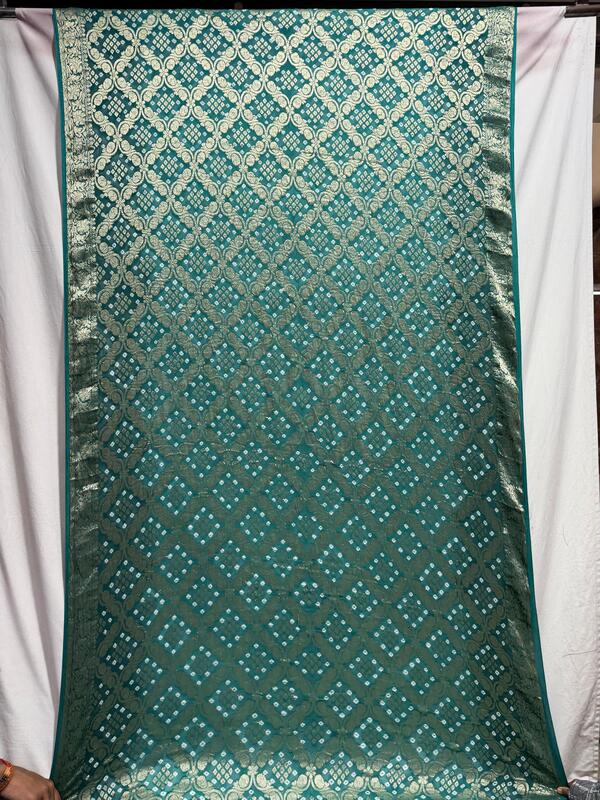 Kala Sanskruti All Over Rama Green Color Art Silk Bandhani Saree 6.5M with Blouse Piece Elegant Traditional Wear Bridal Unique Saree for Women