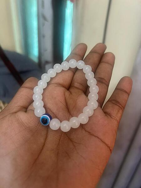 White evil eye bracelet